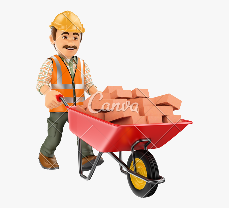 Construction Clipart Wheelbarrow - Wheelbarrow Full Of Bricks, Transparent Clipart