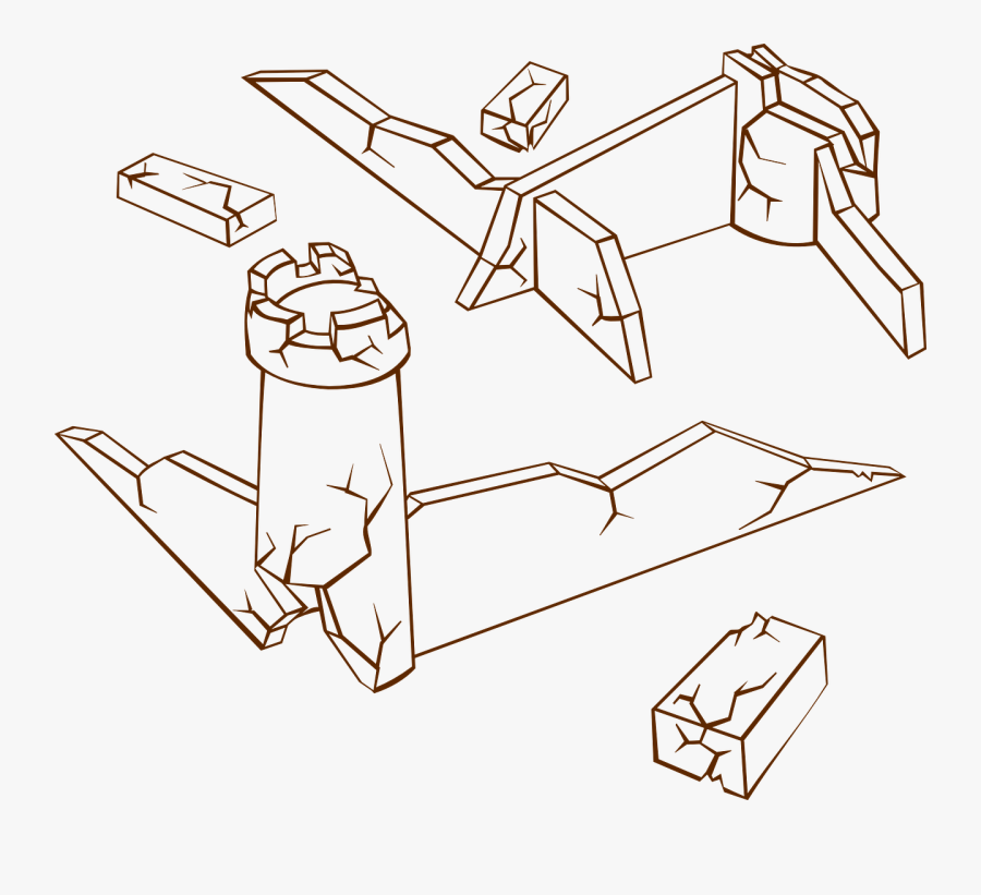 Broken Wall Town Wall Free Photo - Map Symbol For Ruins, Transparent Clipart