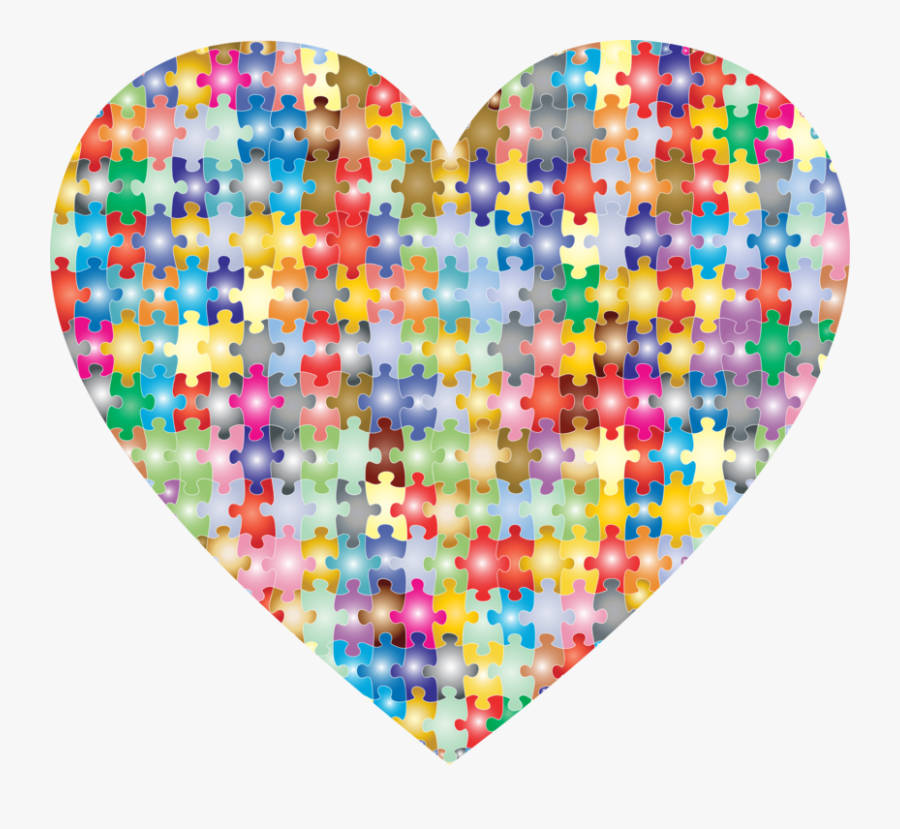 Heart,jigsaw Puzzles,puzzle - Colourful Puzzle Piece Heart, Transparent Clipart
