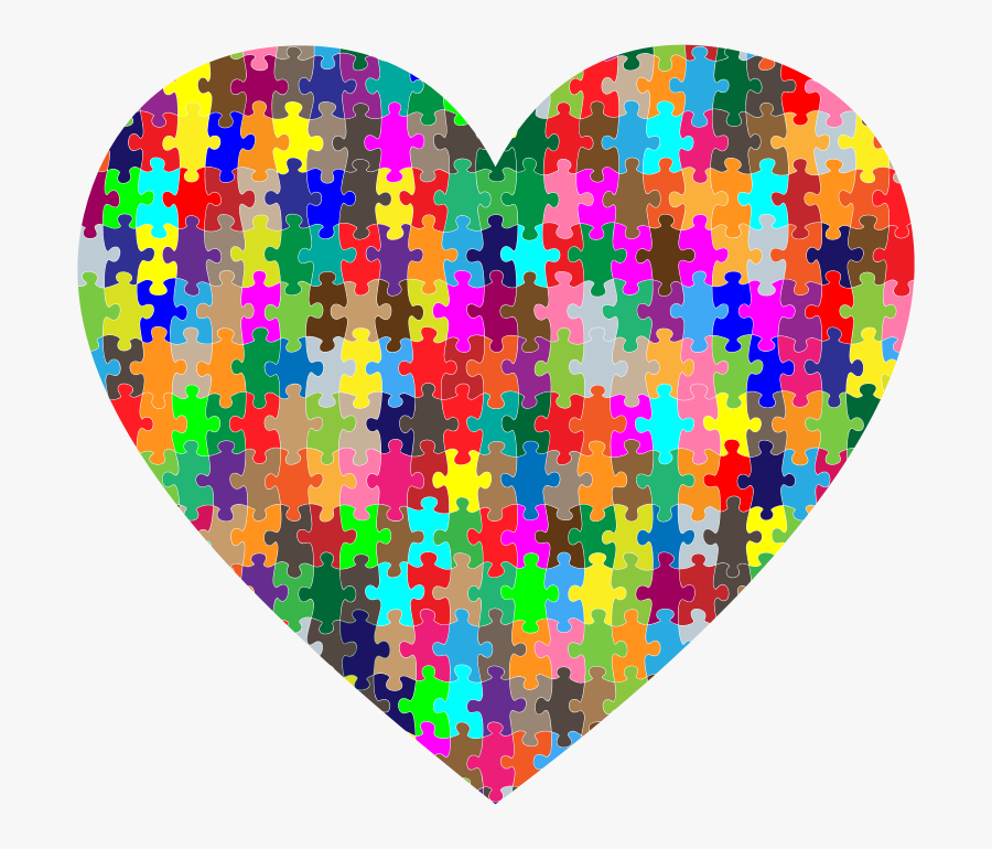 Colorful Puzzle Heart - Colorful Puzzle, Transparent Clipart