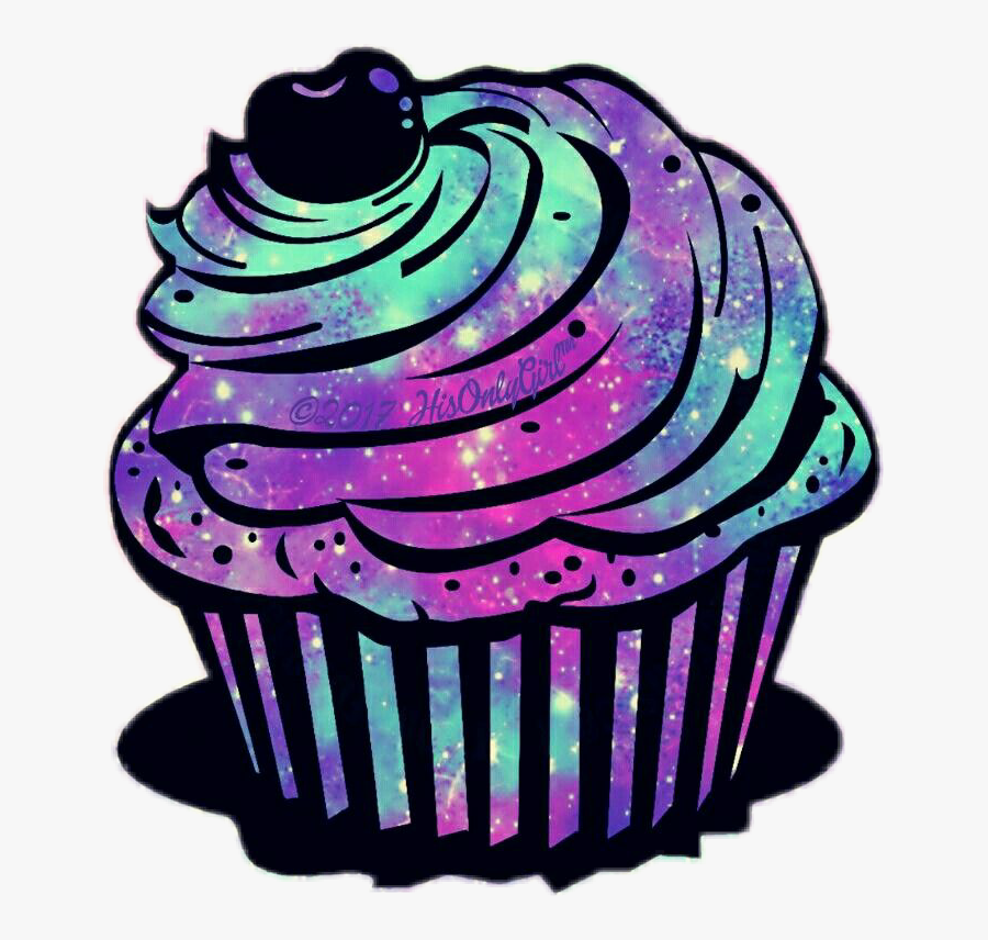 #galaxycupcake #cupcake #galaxy - Cake Cliparts Black And White, Transparent Clipart