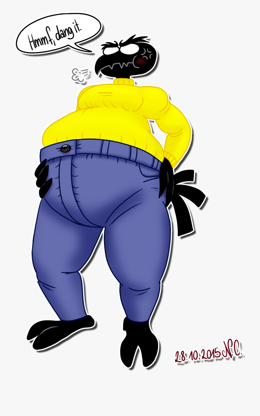 Too Tight For This Crow - Cartoon, Transparent Clipart