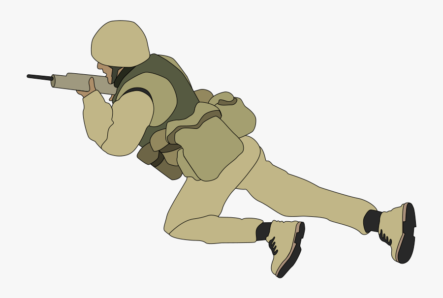 Military Clip Art Army - Cartoon Soldier With Gun, Transparent Clipart