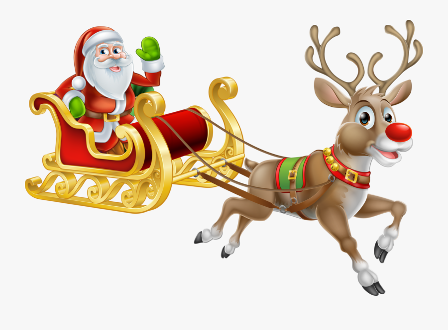 Father Christmas And Sleigh, Transparent Clipart
