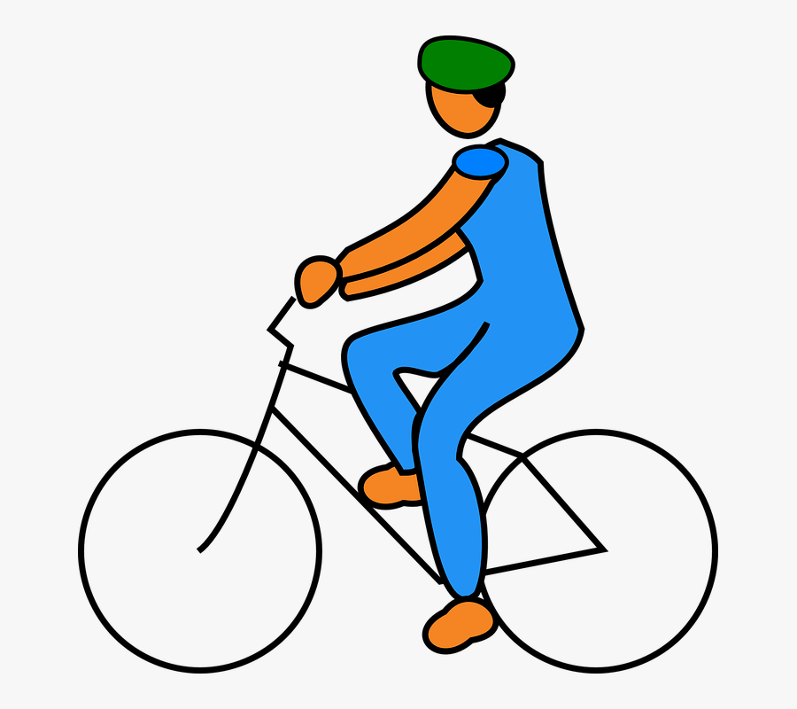 Transparent Triathlon Clipart - Person Riding A Bike Cartoon, Transparent Clipart