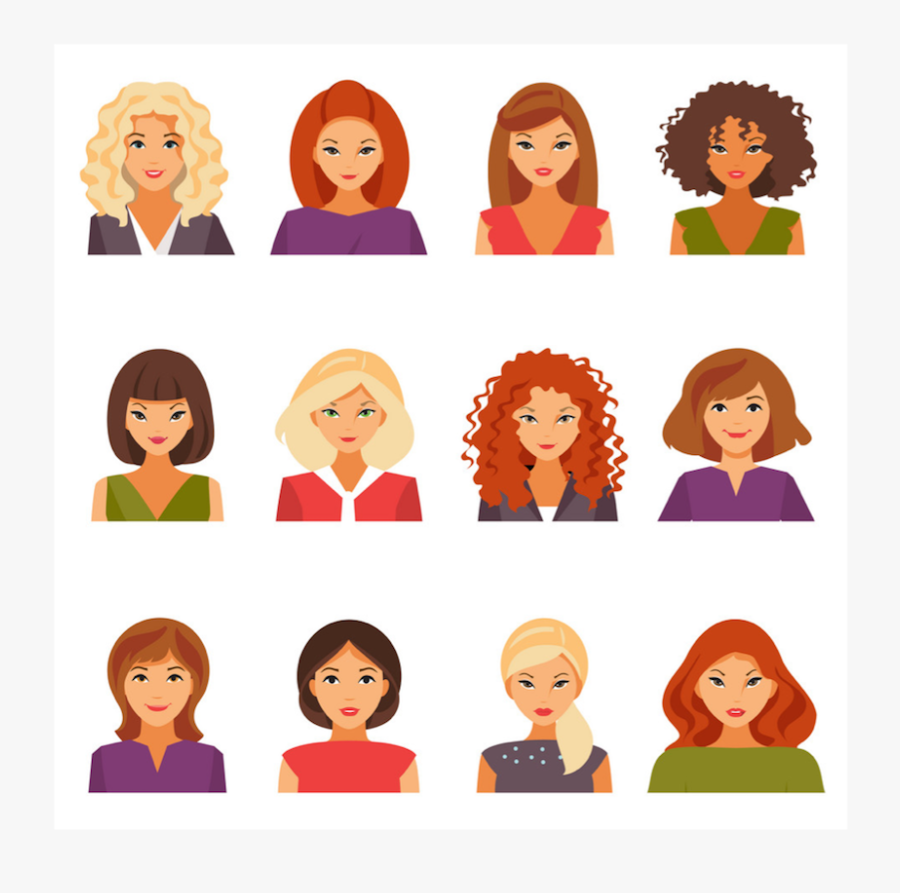 Female Avatars, Transparent Clipart