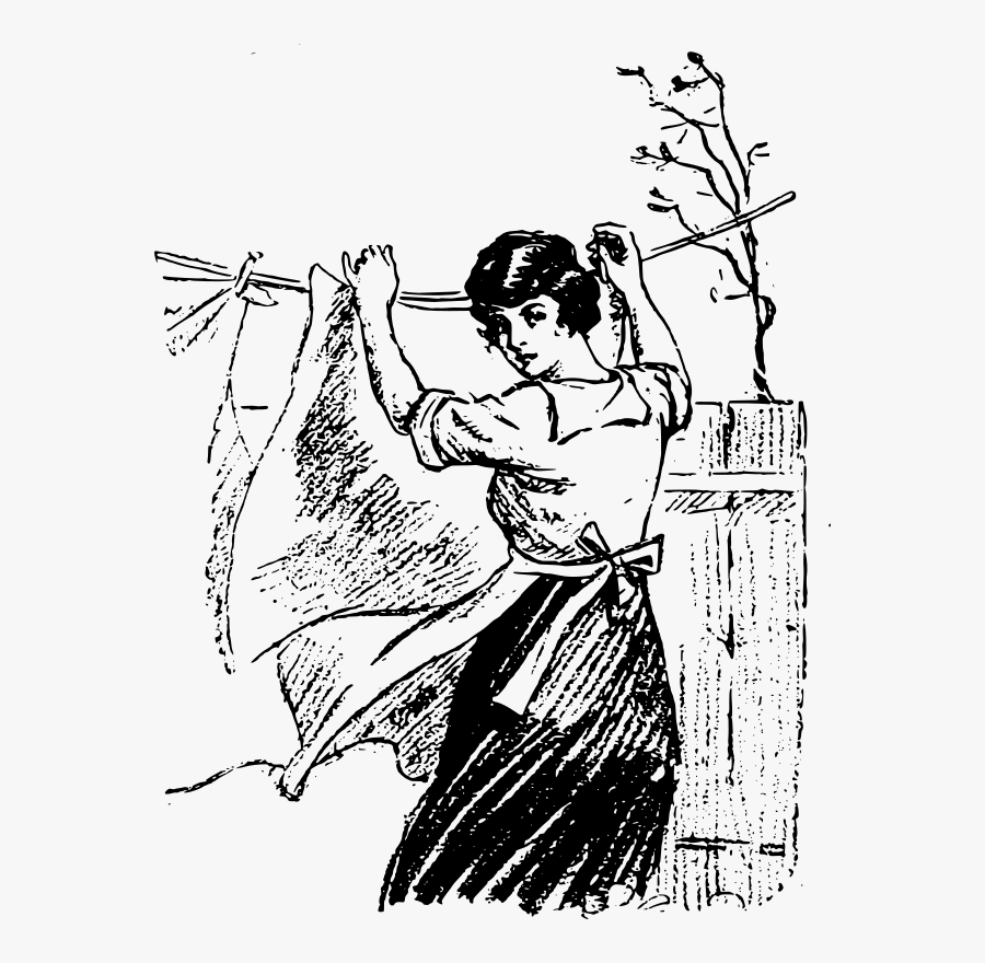 Woman Hanging Up Clothes, Transparent Clipart