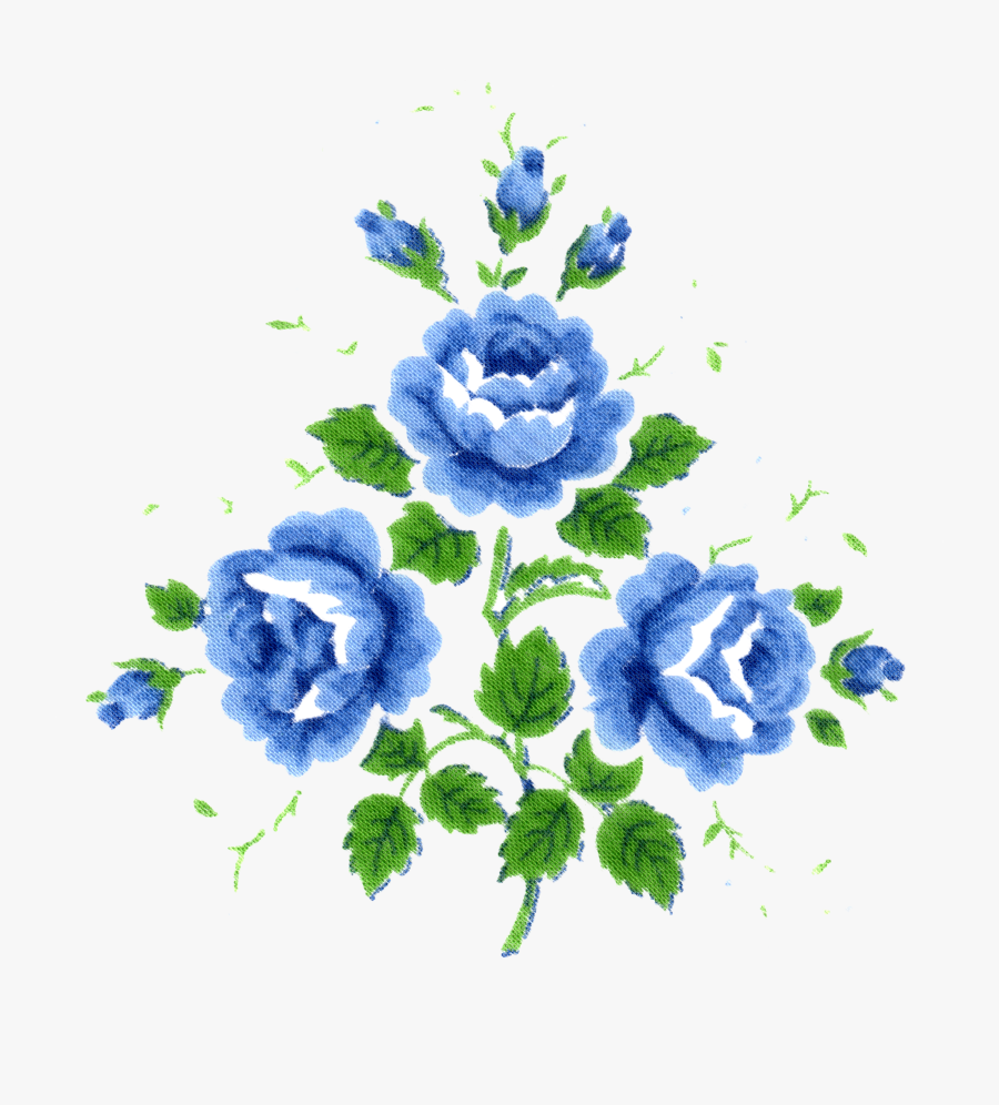 Free Digital Vintage Hankie Flowers Free Pretty Things - Transparent Vintage Blue Flowers, Transparent Clipart