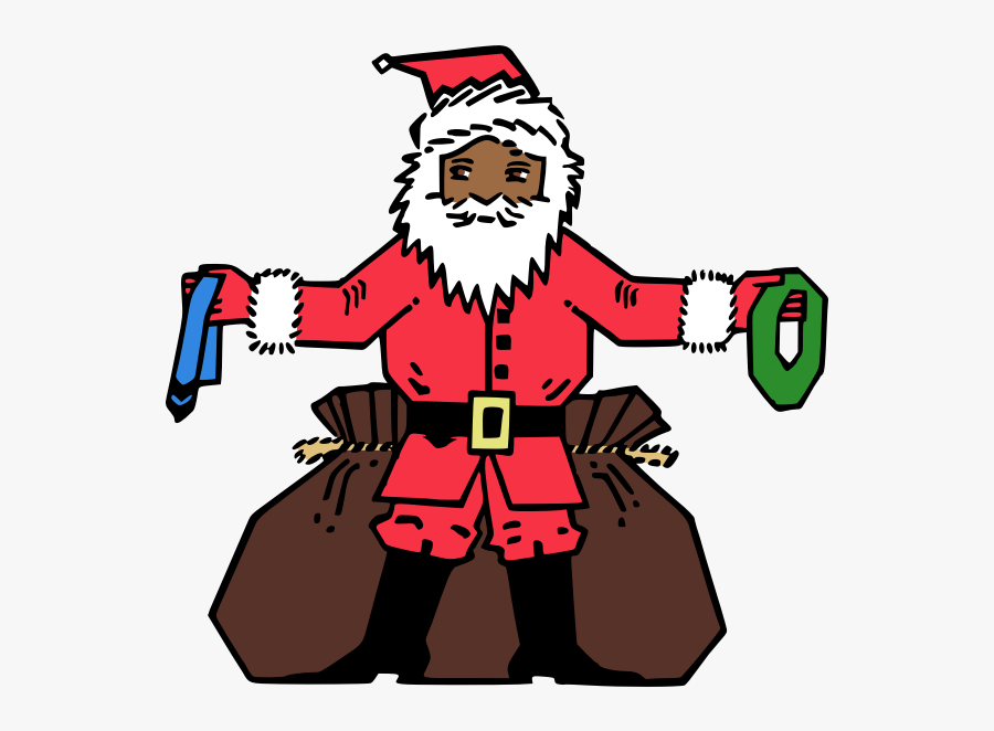 Santa Giving Presents Image - Santa On Bearskin Rug, Transparent Clipart