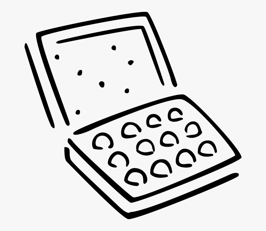 Vector Illustration Of Box Of Candy Confection Chocolates - Line Art, Transparent Clipart