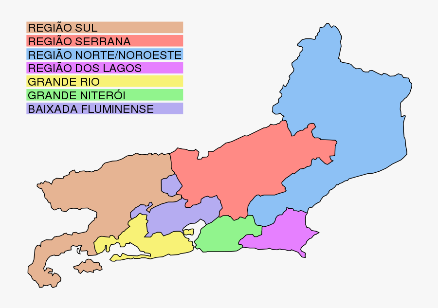Map Of Rio De Janeiro - Rio De Janeiro Regions, Transparent Clipart