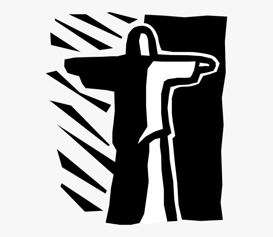 Vector Illustration Of Christ The Redeemer In Rio De - Cross, Transparent Clipart