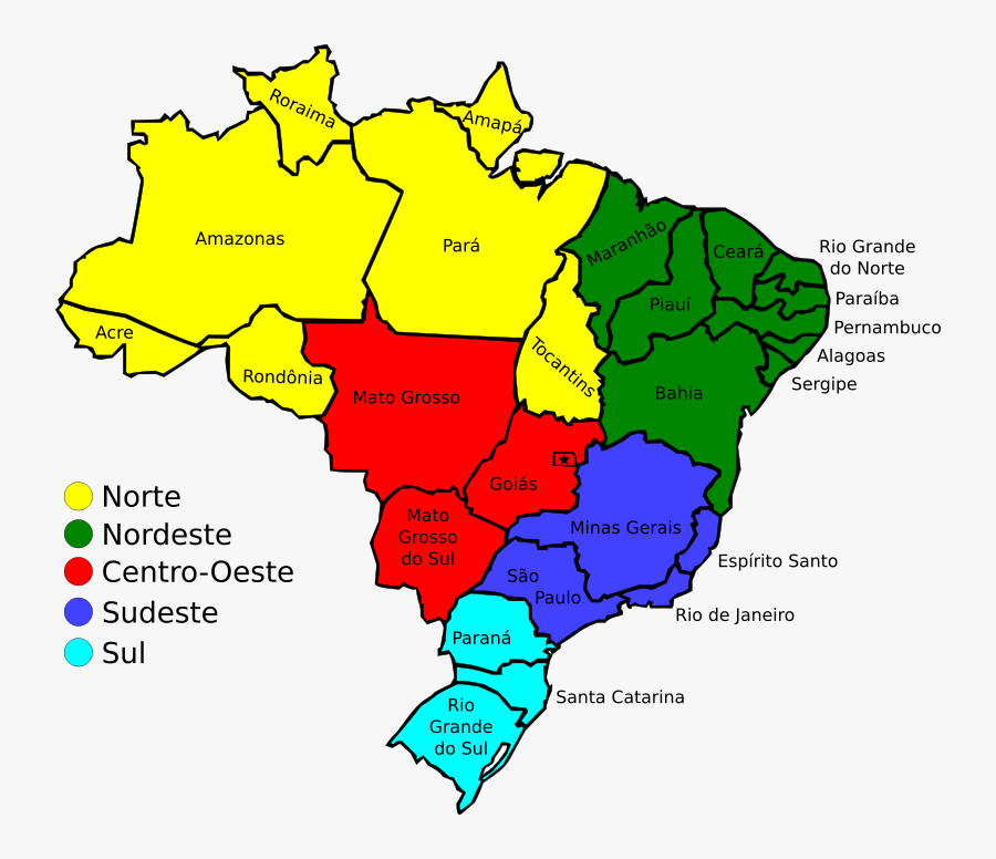 Tir Aiochta Chorn An Domhain, 2014 - Mapa De Regiones De Brasil, Transparent Clipart
