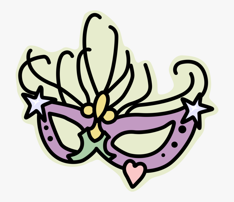 Vector Illustration Of Carnival Mask, Rio De Janeiro, - Mardi Gras Mask Clip Art, Transparent Clipart