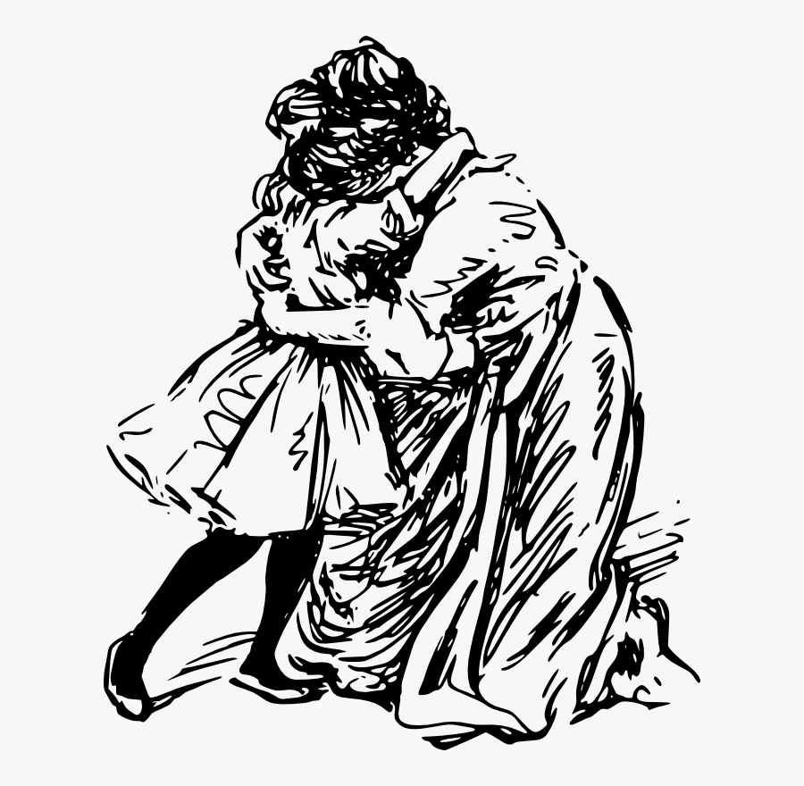 Crying Girl With Mother - Mother Crying Drawing, Transparent Clipart