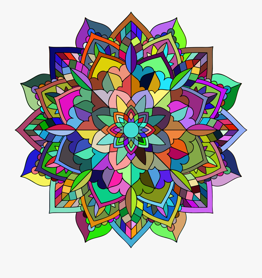 Prismatic Floral Mandala Line Art Icons Png, Transparent Clipart
