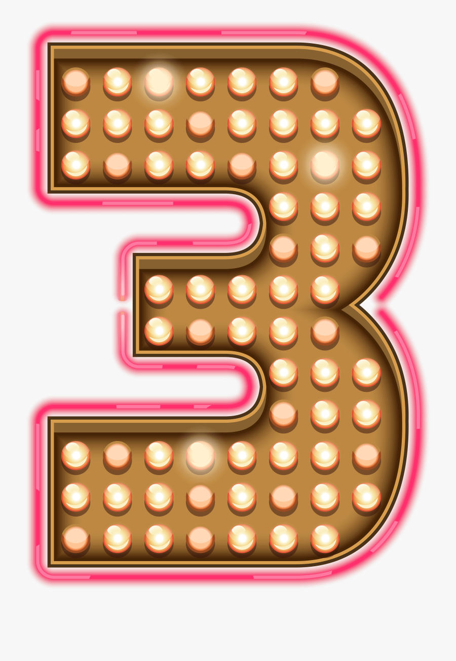 Number Three Neon Lights Transparent Png Clip Art Image - Neon Light Numbers Png, Transparent Clipart