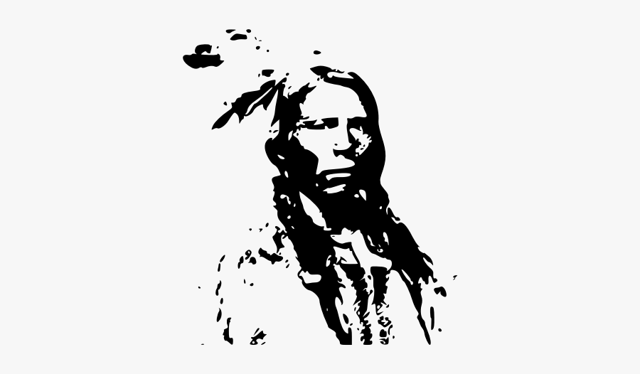 Abstract Indian Man Vector Drawing - صور هنود الحمر اسود اوًابيض, Transparent Clipart