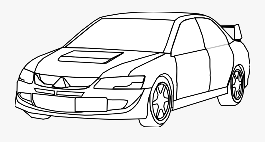 Machovka Car Mitsubishi Black White Line Art Coloring - Black And White Cars Lines, Transparent Clipart