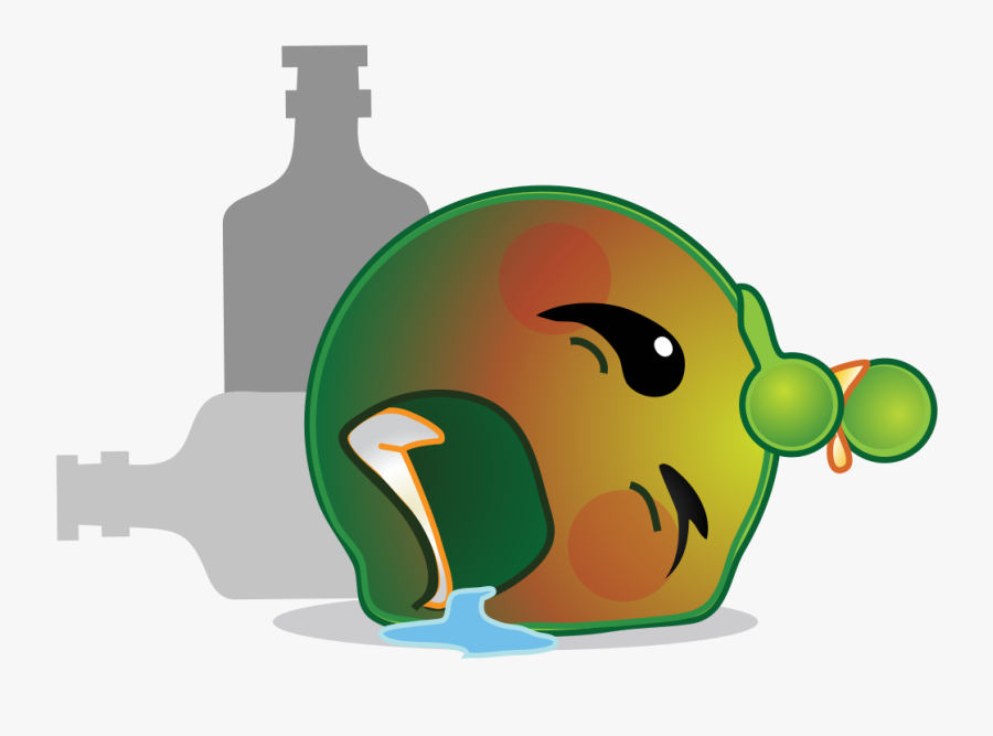 Smiley Green Alien Drunk, Transparent Clipart