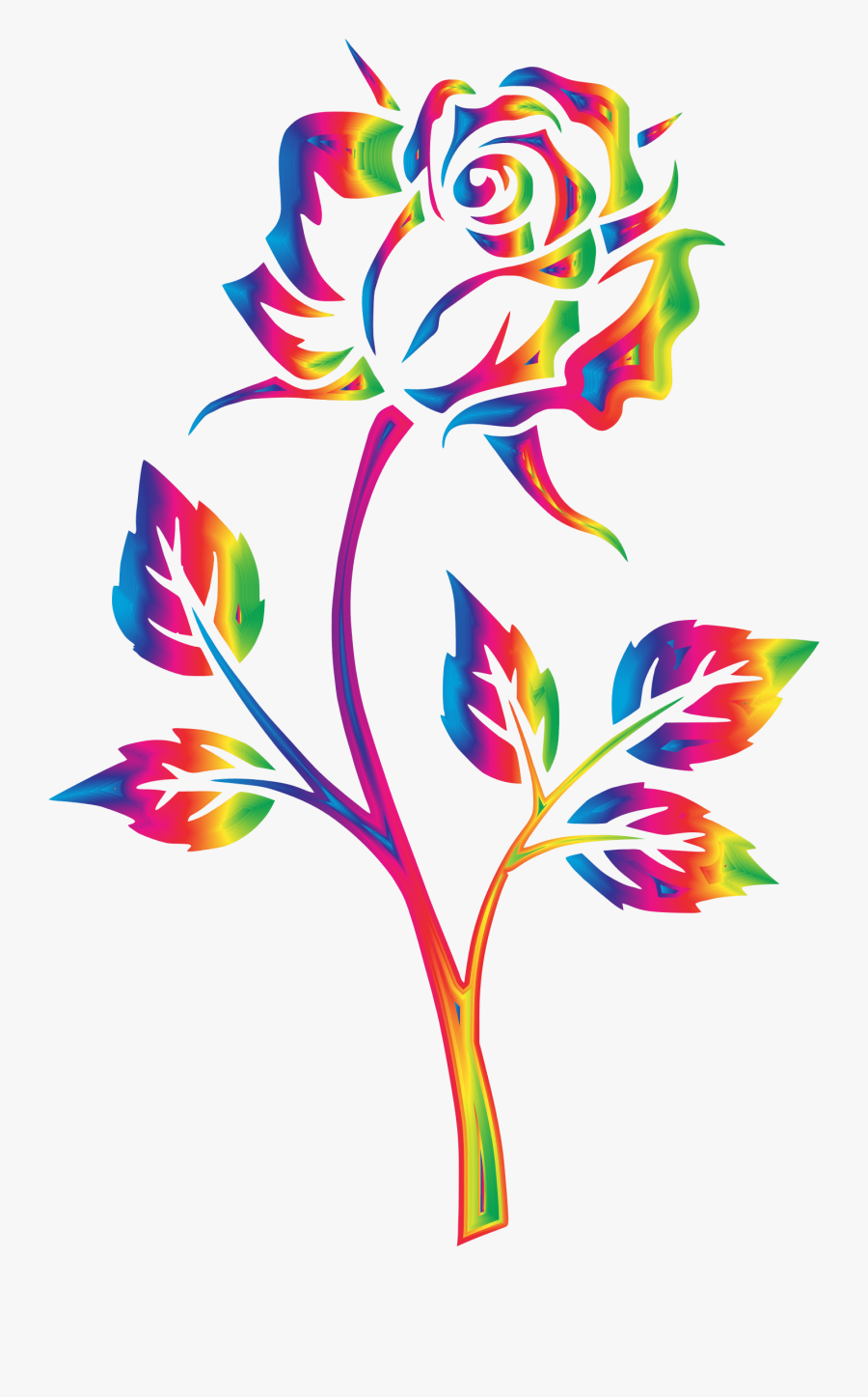 Clipart - Rainbow Roses Clipart, Transparent Clipart