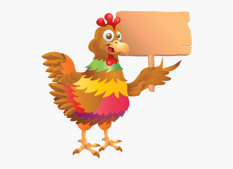 ไก่ การ์ตูน ถือ ป้าย, Transparent Clipart