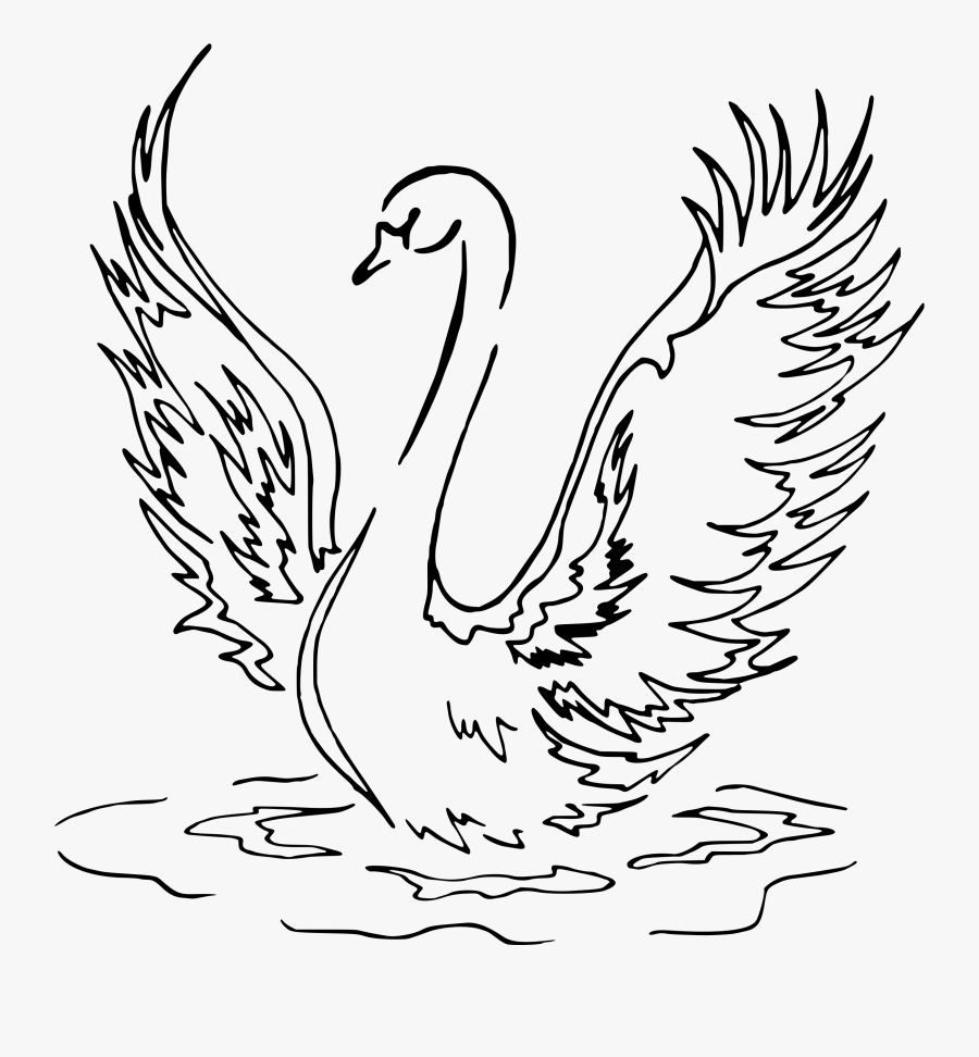 Big Image Png - Swan Line Art, Transparent Clipart
