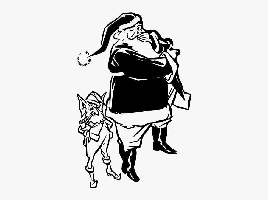 Retro Santa And Elf - Illustration, Transparent Clipart