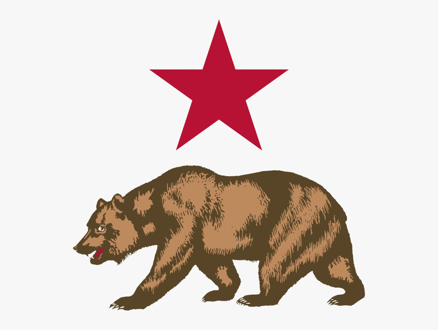California Star And Bear - California Flag Bear, Transparent Clipart