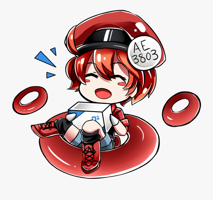 Red Blood Cell Carrying A Red Blood Cell Carrying Oxygen - Cells At Work Chibi, Transparent Clipart