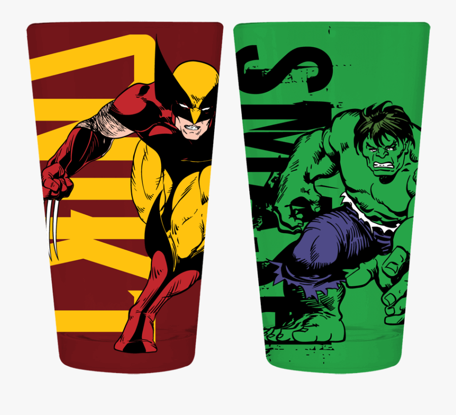 Marvel Wolverine And Hulk Pint Set - Hulk, Transparent Clipart