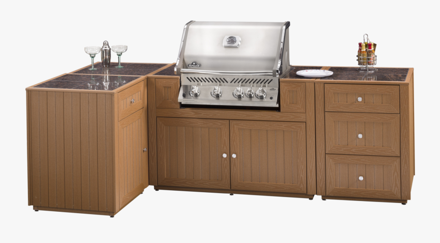 Outdoor Kitchen With Inset Grill And Storage - Kitchen Transparent Png, Transparent Clipart