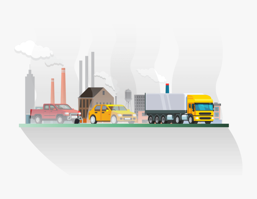 Car In A Polluted City - Pollution Air Cartoon Png Transparent, Transparent Clipart