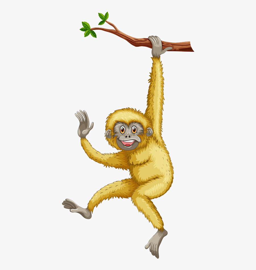 Transparent Cute Monkeys Clipart - Cartoon Gibbon, Transparent Clipart