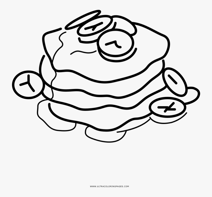 Banana Pancake Coloring Page - Sketch, Transparent Clipart