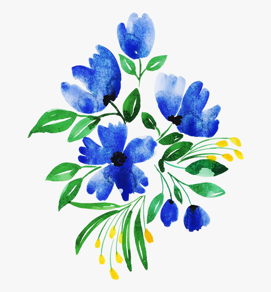 Blue Flower Bunch Free Clipart, Transparent Clipart