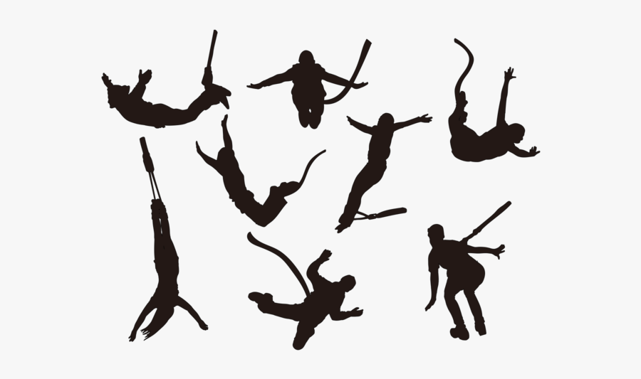 Bungee Jumping Silhouettes Vector - Bungee Jumping Silhouette, Transparent Clipart