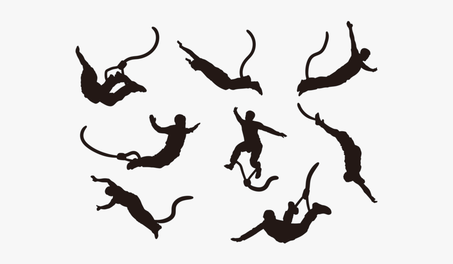 Bungee Jumping Silhouettes Vector - Person Bungee Jumping Silhouette, Transparent Clipart