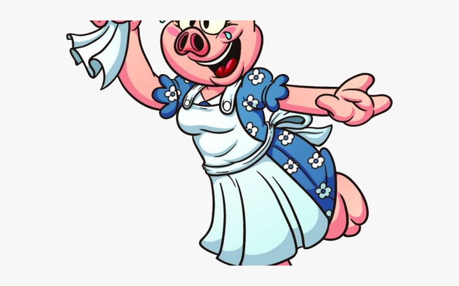 Transparent Farewell Clipart - Pig In Dress Cartoon, Transparent Clipart