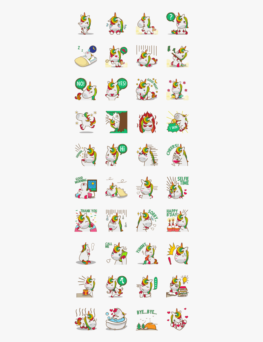 Planner Kawaii Unicorn Stickers, Transparent Clipart