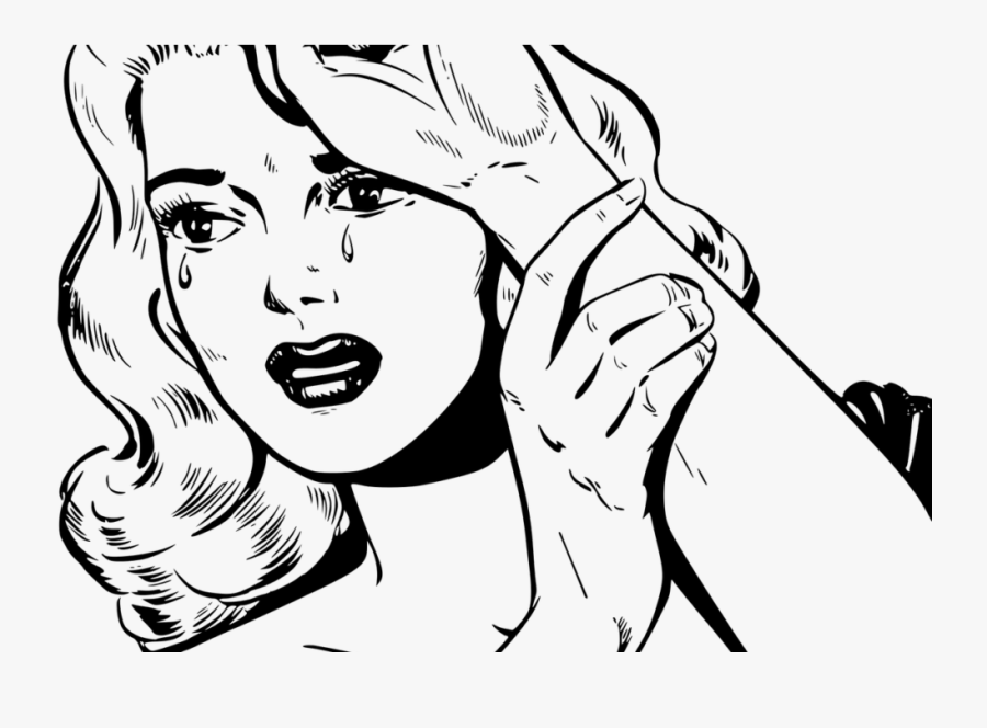 Transparent Free Clipart Feelings - Crying Women Drawing Black And White, Transparent Clipart