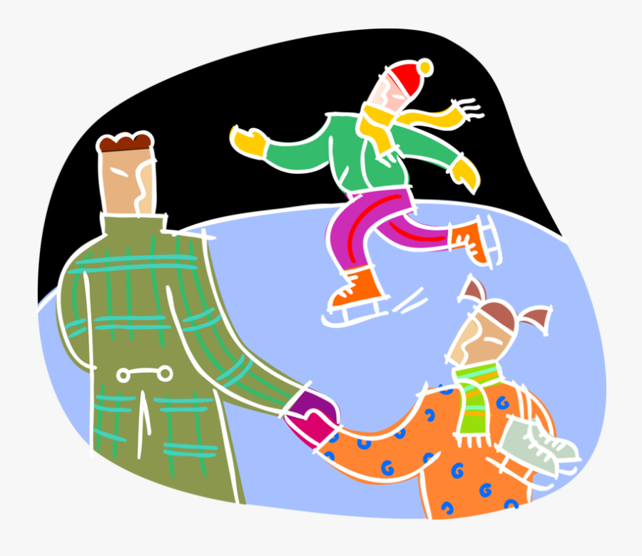 On Frozen Pond Vector - Family Day Skating Party, Transparent Clipart