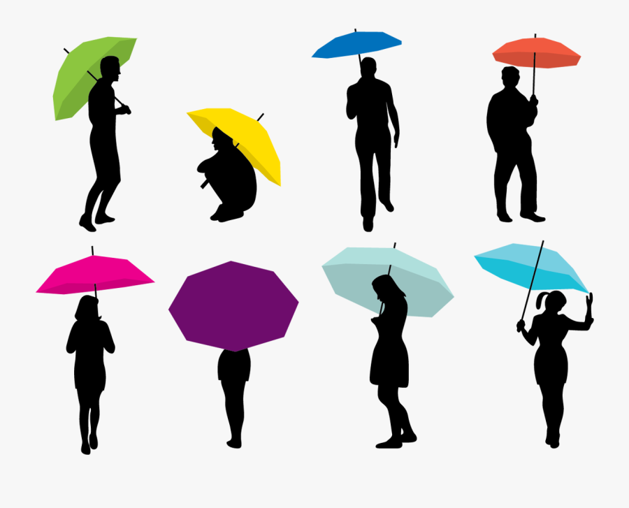 Silhouette Umbrella Woman - Rain Couple Umbrella Silhouette, Transparent Clipart