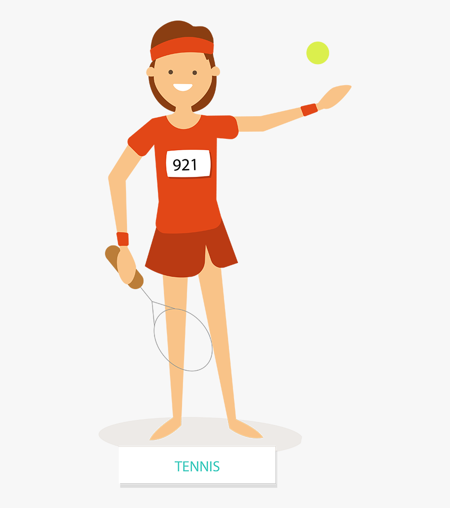 Cartoon Athlete Tennis Player - Cartoon Athlete Transparent Background, Transparent Clipart