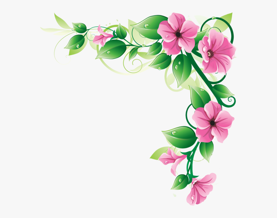 Flower Clipart Frame Png - Transparent Background Flower Corner Border, Transparent Clipart