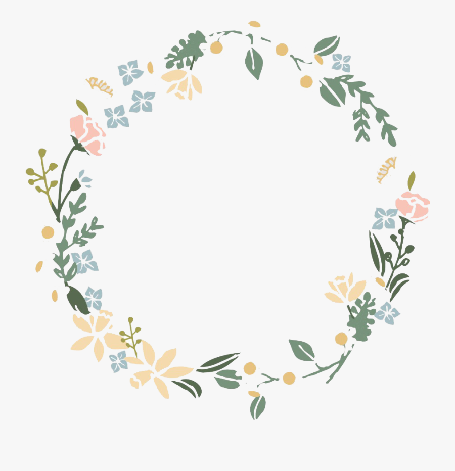 Modern Floral Garland Png Picture - Wreath With Flowers Drawing, Transparent Clipart