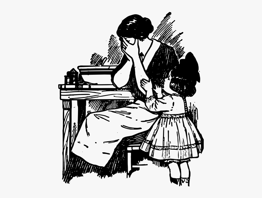 Sad Mother Crying Vector Drawing - Sad Mother Png, Transparent Clipart
