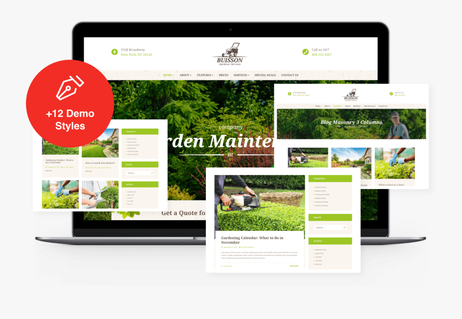 Buisson Wordpress Theme Landscaping - Website, Transparent Clipart