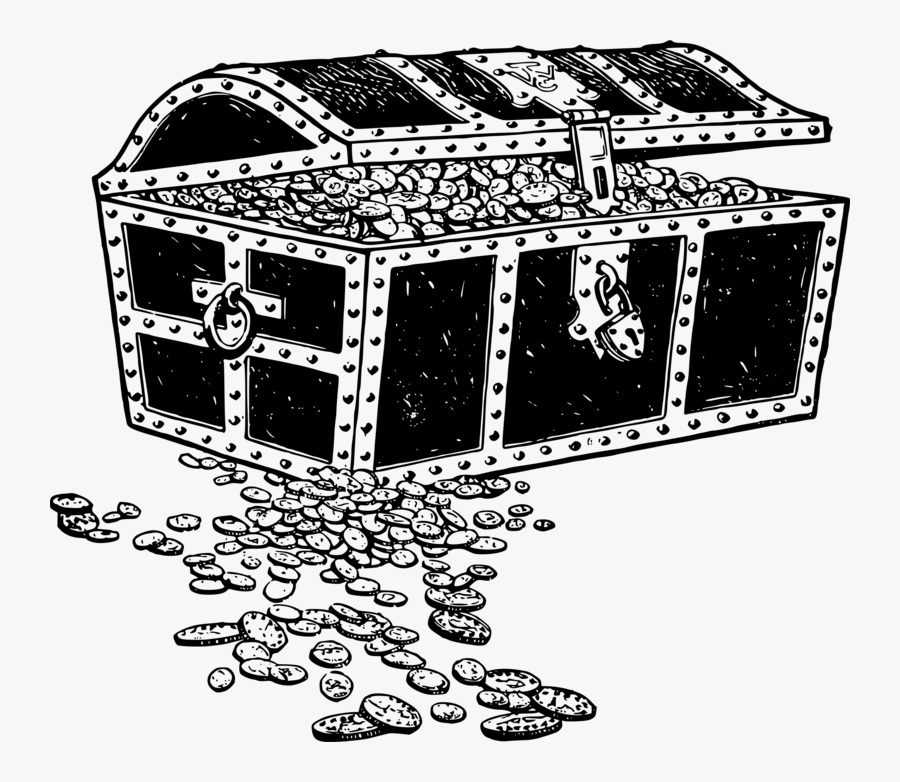 Treasure Chest Black And White Clipart - Treasure Black And White, Transparent Clipart