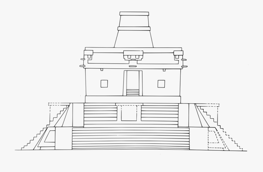 Architectural Design Viewed From The Front - Dibujo Del Templo De Las Siete Muñecas, Transparent Clipart